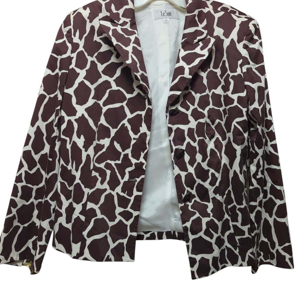 Reg $100 Le Suit Women's Brown and White Design Jacket Size 15